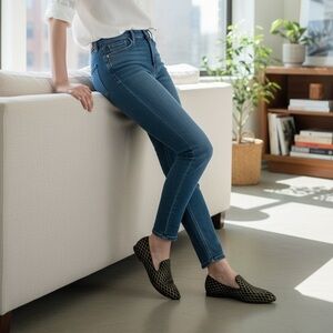 Elegant Black and Gold Women's Loafers